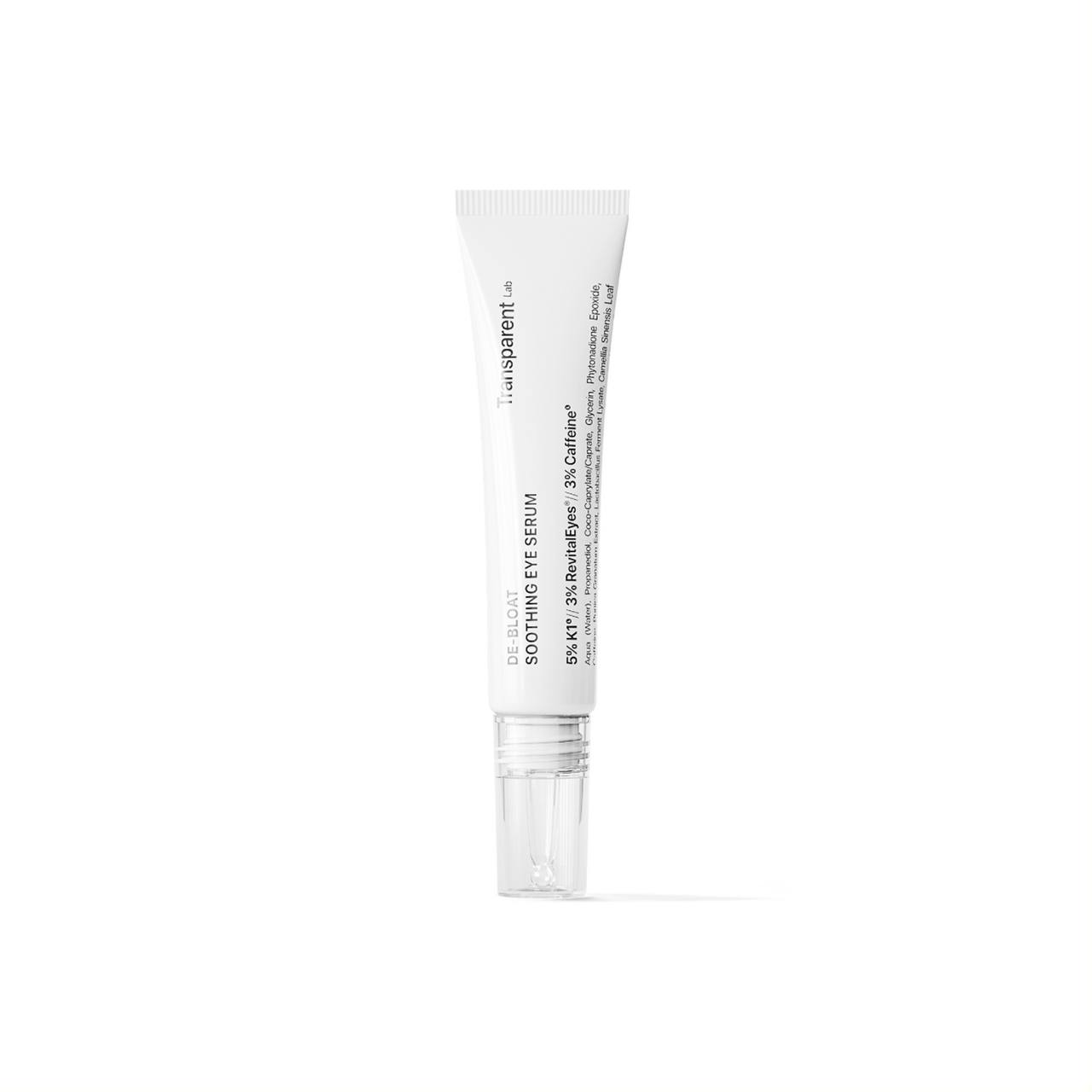 Cыворотка для глаз с пептидами и кофеином 3% против отеков Transparent Lab De-bloat soothing eye serum, 15 мл